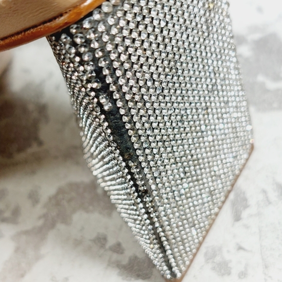 New Schutz Ariellen Vinyl Crystal Block Heel Square Toe Sandals O97 - Picture 13 of 15